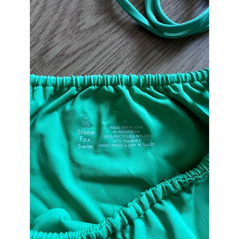 Stone Fox Swim River Bikini Bottoms Apple Mint Green High Cut Thong Size L - Picture 8 of 9